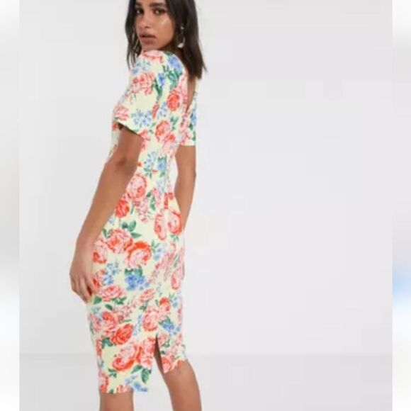 ASOS Curve Floral Pique Sheath Dress - Picture 14 of 14